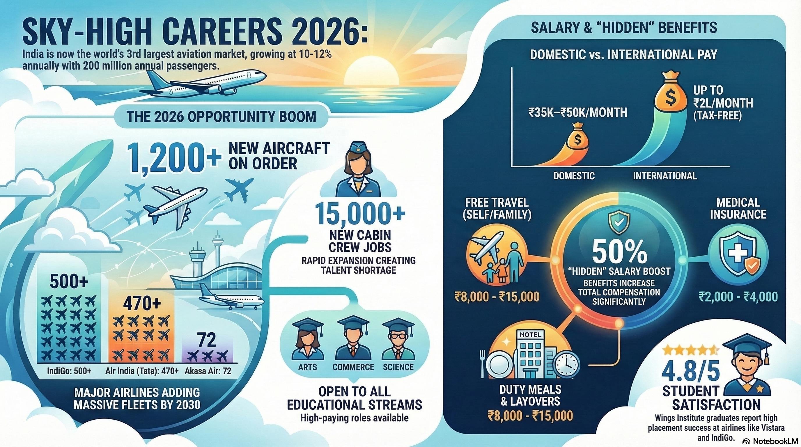 Air Hostess Job Security and Benefits in India 2026: Complete Guide - Wings Institute Cabin Crew guide